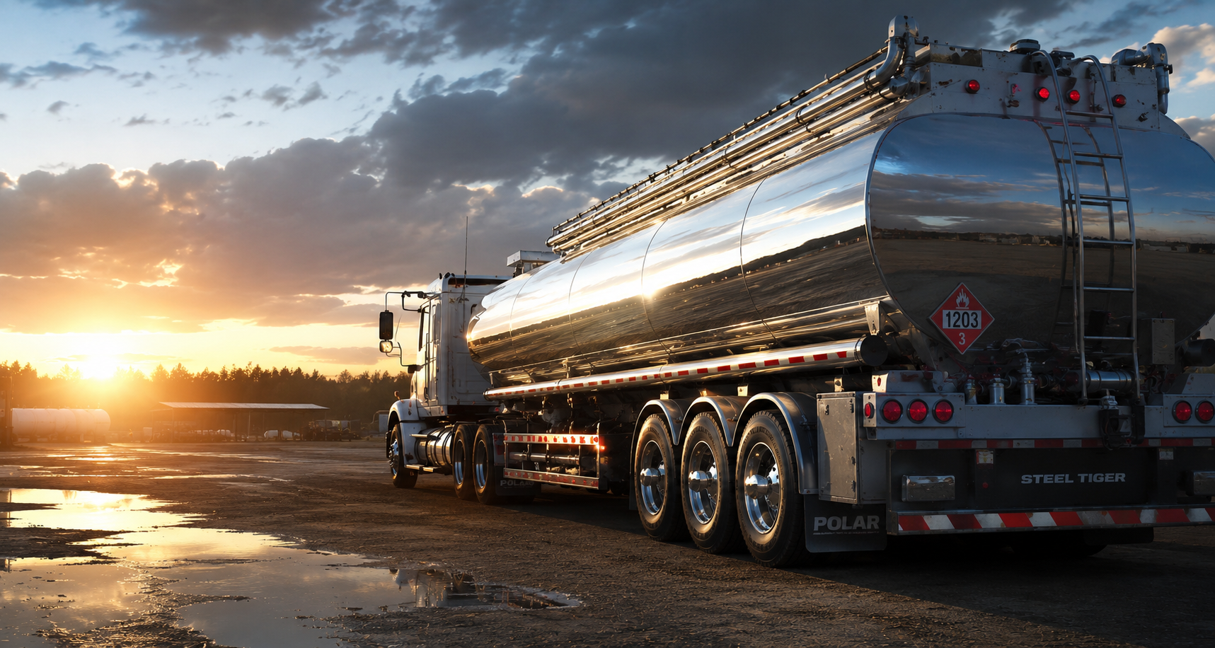 Signature Fuel Distributors — fuel tanker truck at sunset